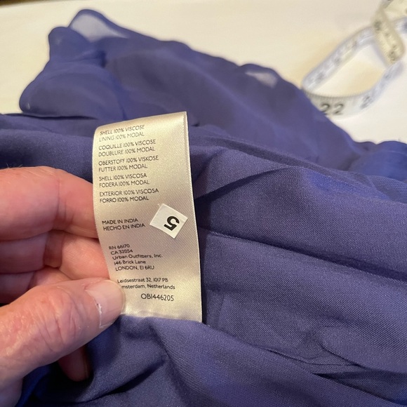 NWT Anthropologie size 2 A-line ruffle slit midi skirt in blue - Picture 5 of 9